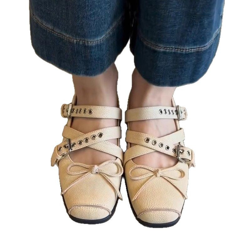 Damen Ballerina-Schuhe mit raffinierten Schnallen und elegantem Schleifendesign