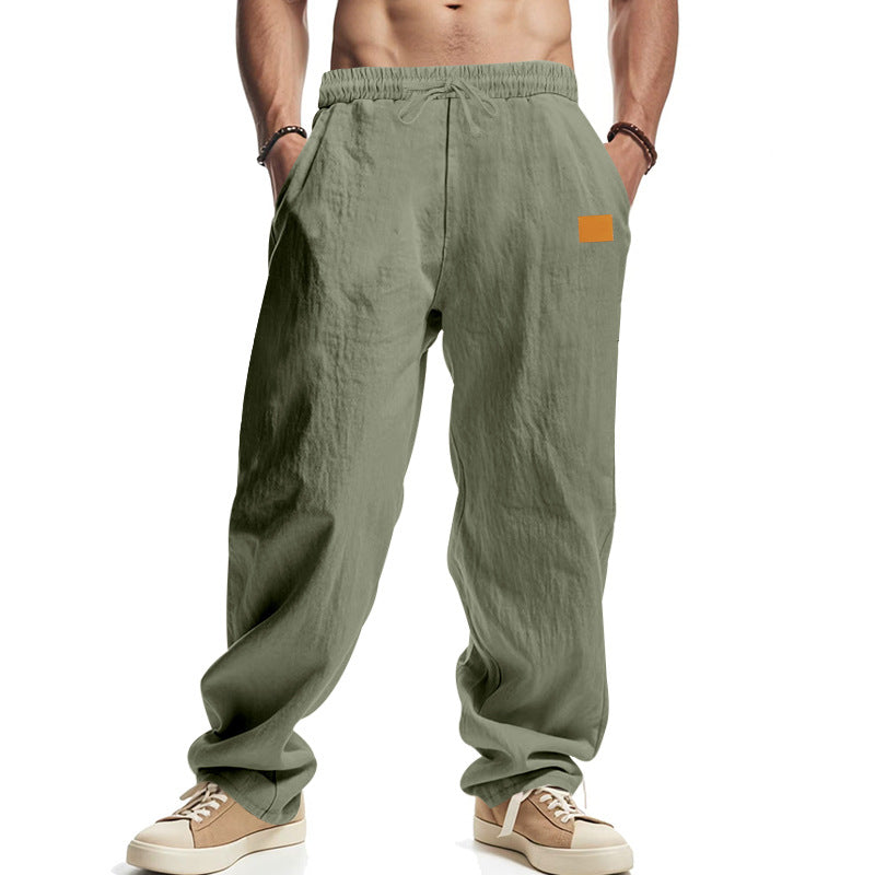 Herren lässige Leinenhose mit elastischem Bund und großzügigen Seitentaschen R&B