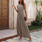 Damen Jumpsuit mit weitem Bein und hochgeschlossenem Ausschnitt R&B