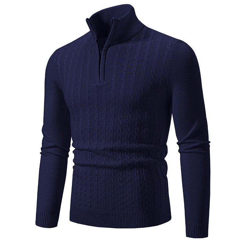 Herren eleganter Strickpullover mit hochabschließendem Reißverschluss R&B