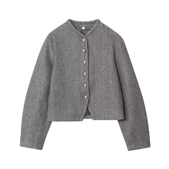 Damen elegante kurz geschnittene Jacke mit dekorativen Knopfdetails R&B