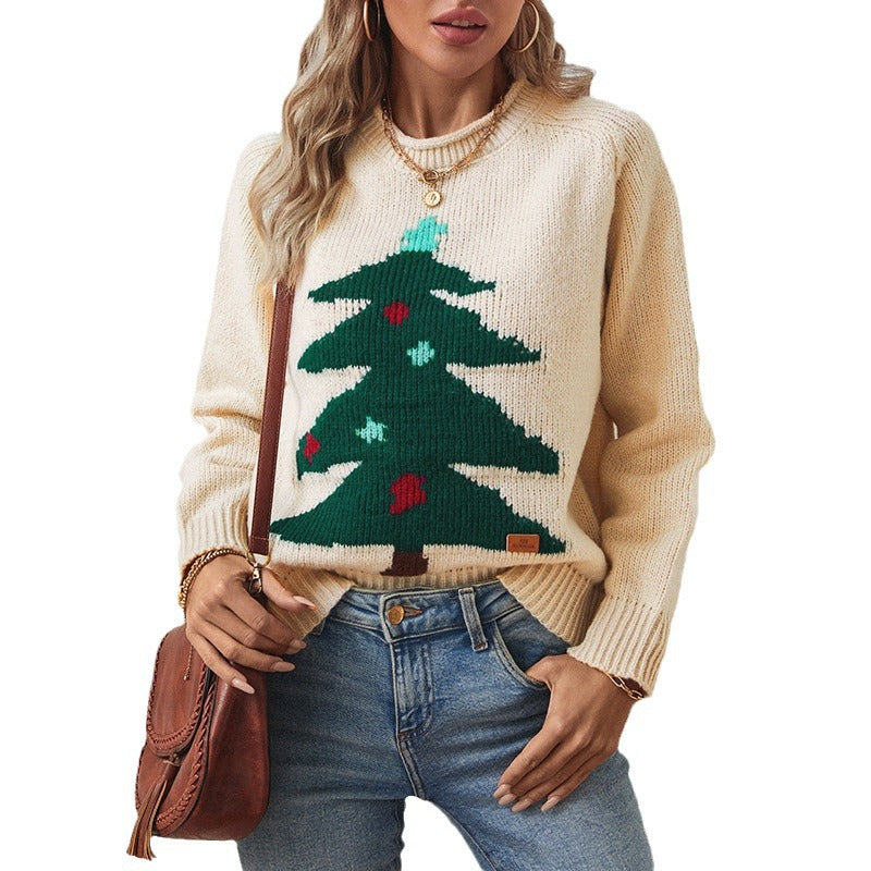 Damen Pullover mit festlichem Weihnachtsbaum-Motiv R&B