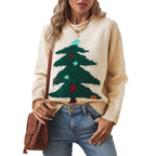 Damen Pullover mit festlichem Weihnachtsbaum-Motiv