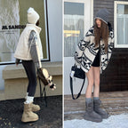 Damen kuschelige Winterstiefel mit verstellbarem Riemen und Soft-Futter R&B