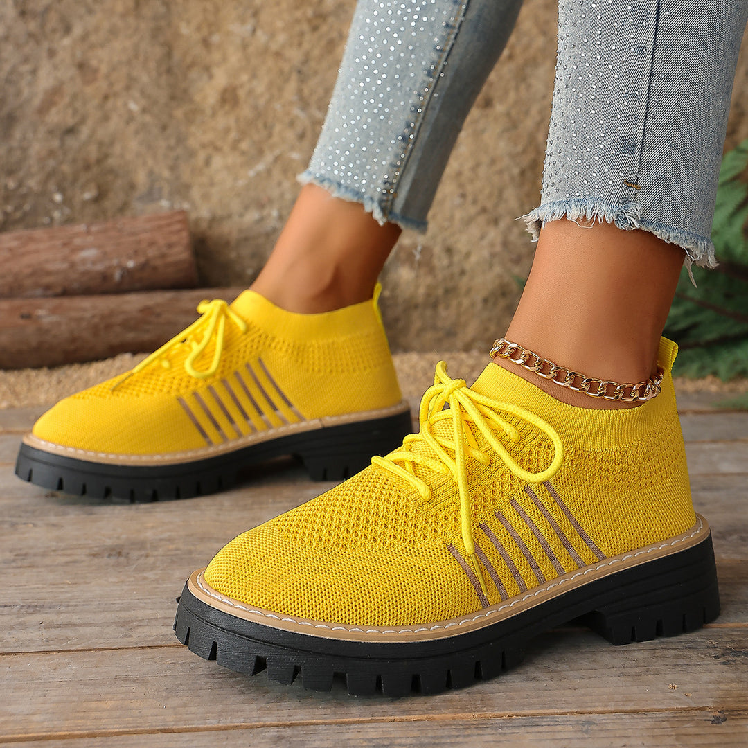 Damen Komfortable Schnür-Sneaker aus atmungsaktivem Netzmaterial mit modischem Profil R&B