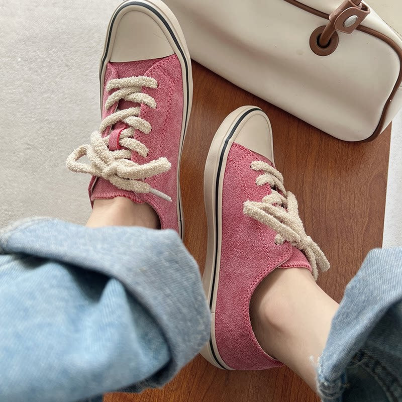 Damen Freizeit-Sneaker mit weichem Veloursleder und dicker Schnürung R&B