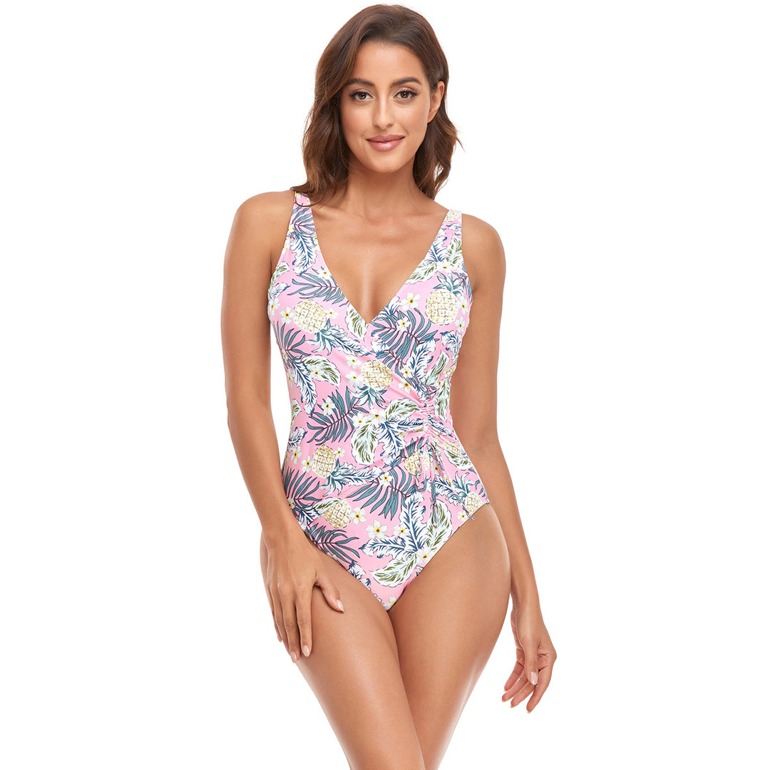 Damen Sportlicher Einteiler Badeanzug mit modernem Wickeldesign R&B