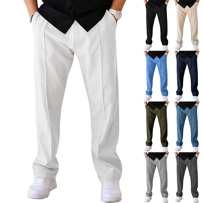 Herren elegante Freizeithose mit geradem Schnitt und klassischen Falten R&B