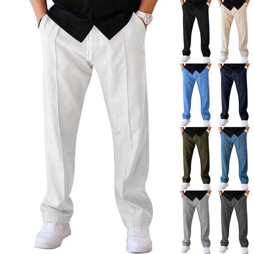 Herren elegante Freizeithose mit geradem Schnitt und klassischen Falten R&B