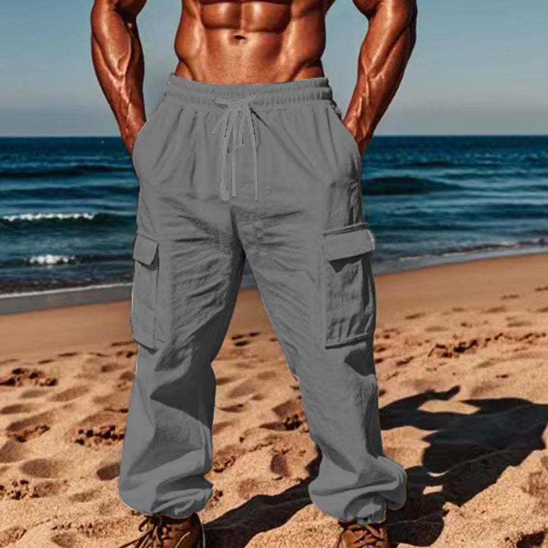 Herren lässige Cargo-Hose mit praktischen Seitentaschen und elastischem Bund R&B