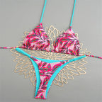 Damen Triangelbikini mit buntem Muster und verstellbaren Trägern R&B