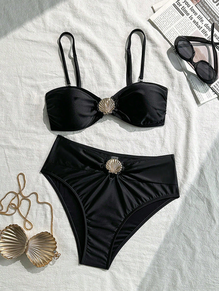 Damen Bandeau-Bikini mit modischem Muschel-Detail R&B