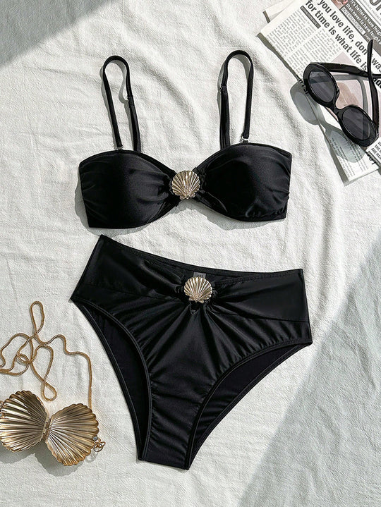 Damen Bandeau-Bikini mit modischem Muschel-Detail R&B