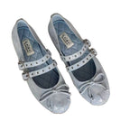 Damen Ballerinas mit doppeltem Riemendesign und zartem Schleifendetail