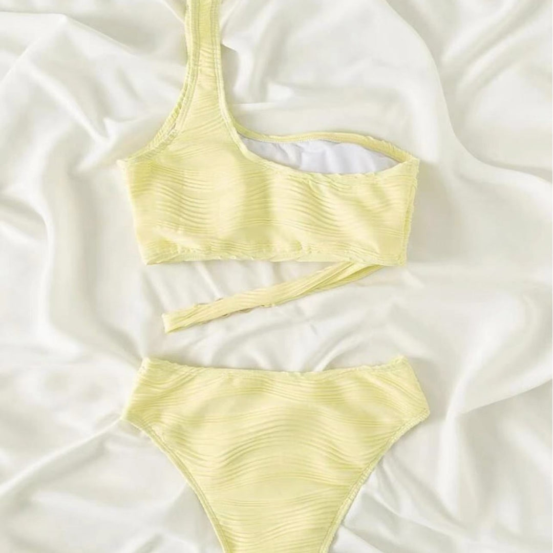 Damen Einseitiger Schnitt Bikini mit Raffung R&B