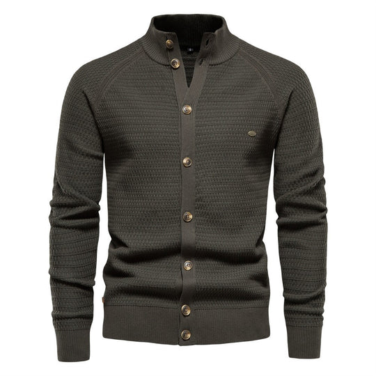 Herren Strickjacke mit modernem Zipper und stilvollen Knopfdetails R&B