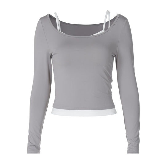 Damen Sportliches Langarmoberteil mit modischen Trägerschichten R&B