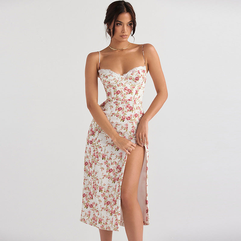 Damen Blumenkleid mit Spitze R&B
