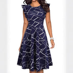 Damen elegantes Sommerkleid mit Rüschendetails und floralem Muster R&B