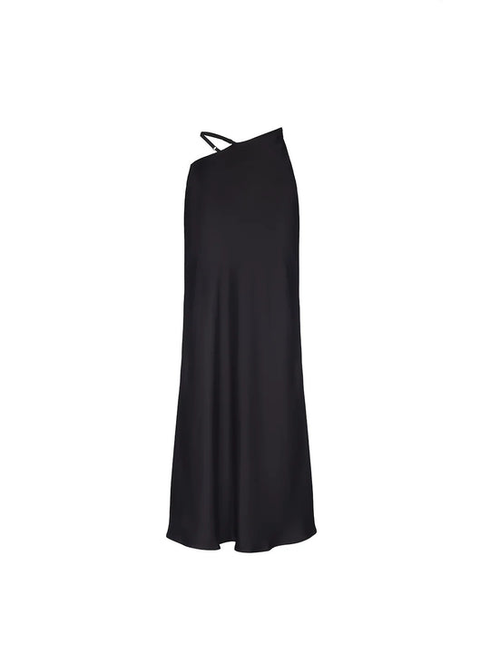 Damen Elegantes Maxikleid mit schulterfreiem Design und seidigem Finish R&B