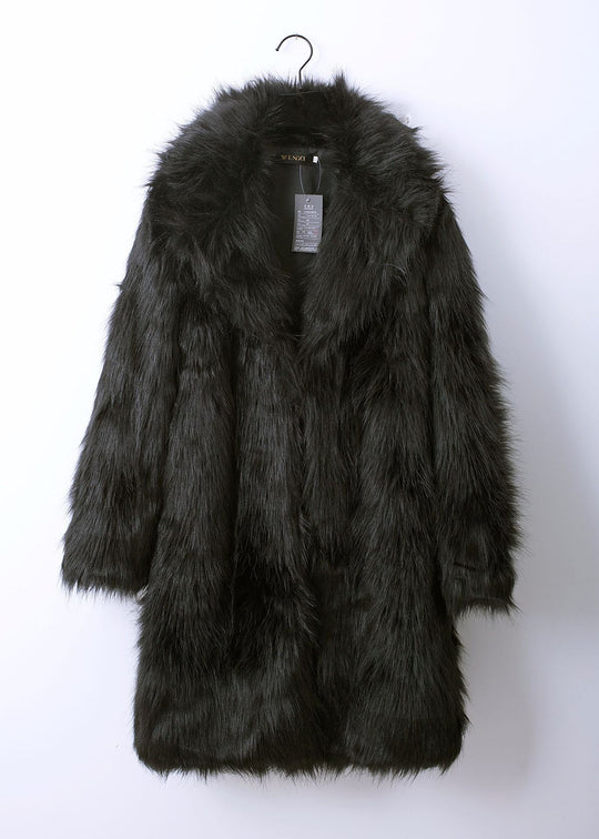 Damen Luxuriöser Kunstpelz-Mantel mit breitem Revers R&B