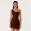 Damen Mini-Party Kleid mit asymmetrischem Ausschnitt und Taillierung R&B