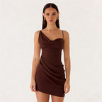 Damen Mini-Party Kleid mit asymmetrischem Ausschnitt und Taillierung R&B