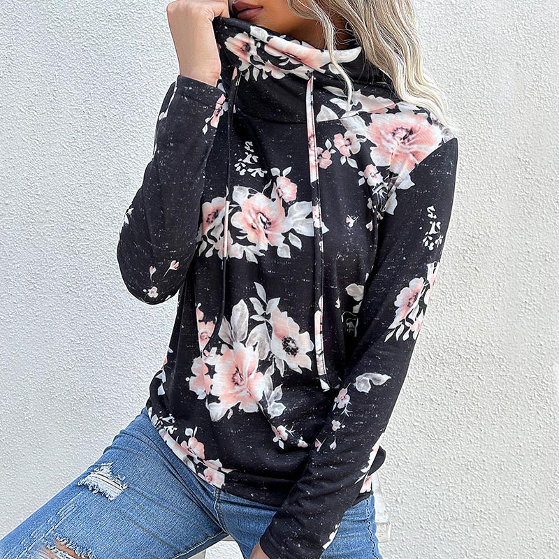 Damen gemütlicher Hoodie mit floralem Design und lässigem Schnitt R&B