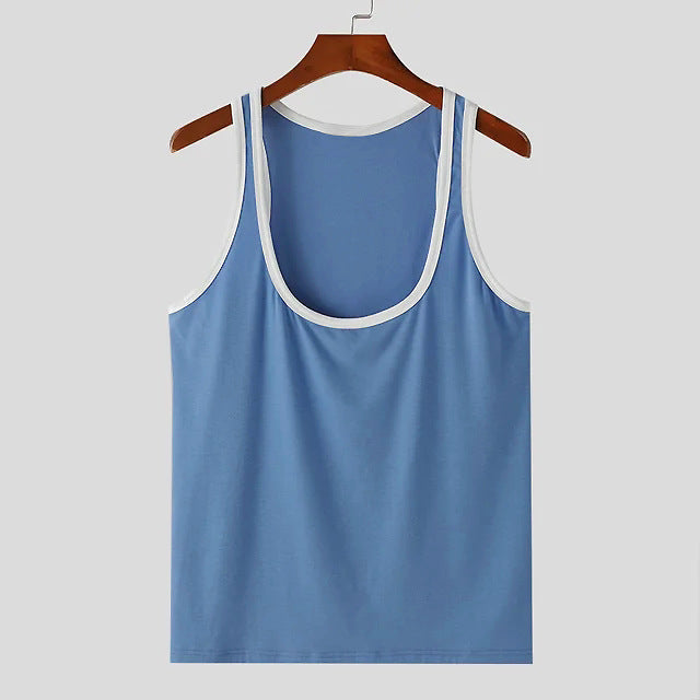 Herren Atmungsaktives Fitness-Tanktop mit breiten Trägern und flachem Saum R&B