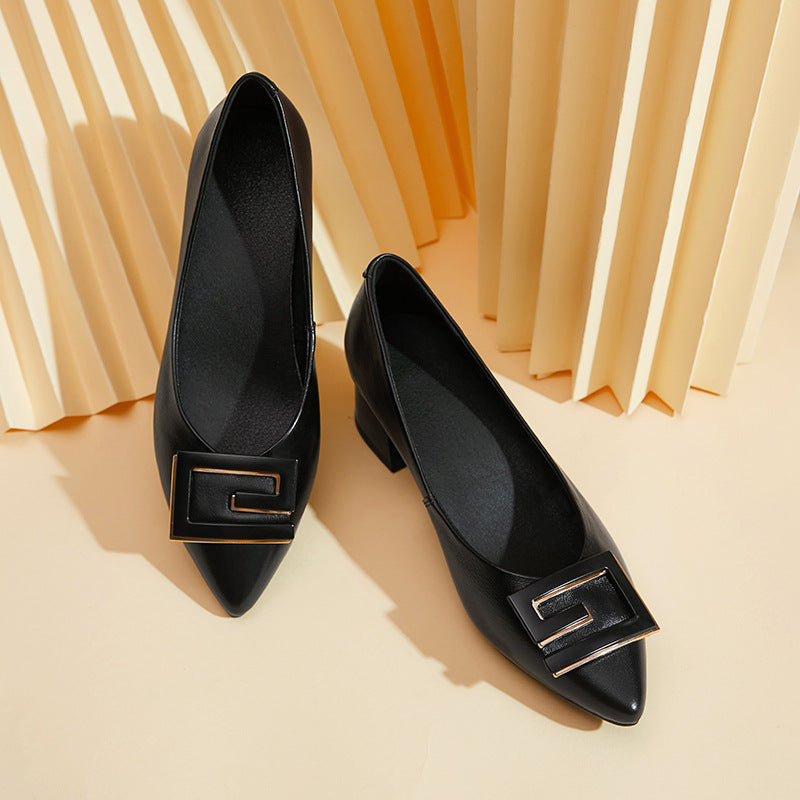 Damen Elegante Pumps mit modischer Schnallenverzierung und bequemem Blockabsatz R&B