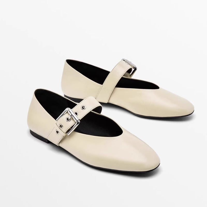 Damen Ballerinas mit verstellbarem Riemendesign und elegantem Schnallenakzent R&B