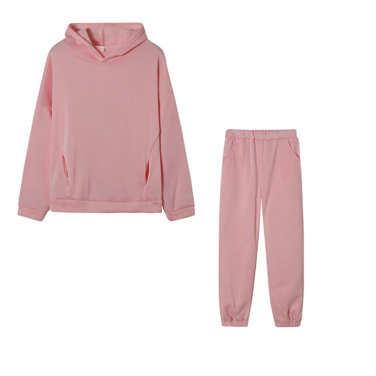 Damen lässiges Hoodie-Set mit elastischer Taillierung und praktischen Taschen R&B