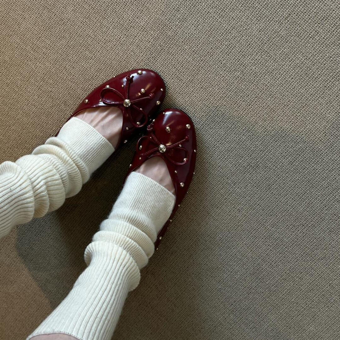 Damen Ballerinas mit modischem Schleifendesign und dekorativem Perlenbesatz R&B