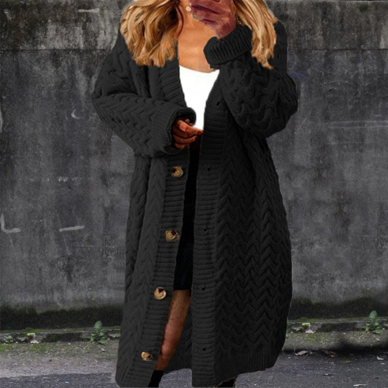 Damen Grobstrick Cardigan mit Knopfdetails und strukturiertem Muster R&B