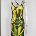 Damen Körperbetontes Kleid mit einzigartigem Grafikdesign R&B