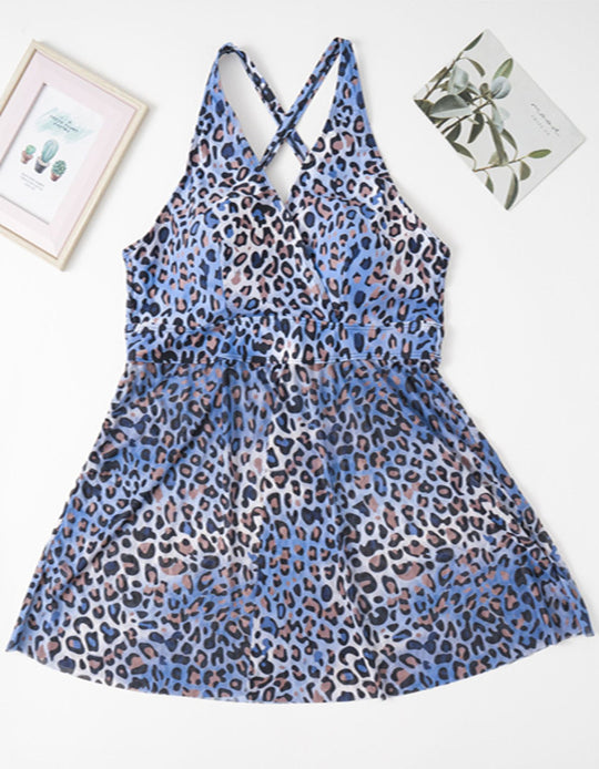 Damen Wickel-Badeoberteil mit elegantem Tiermuster R&B