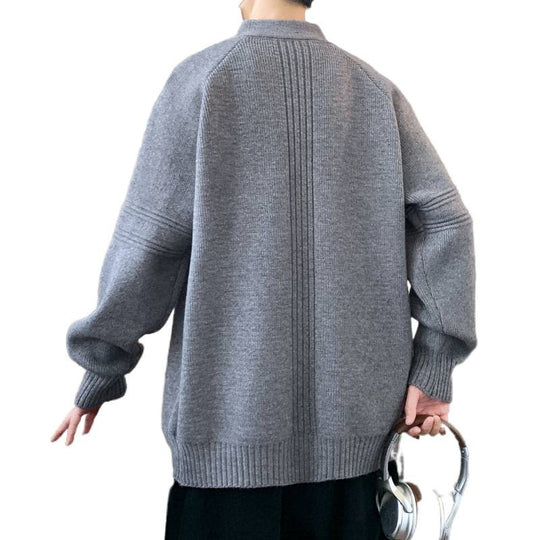 Herren Strickjacke mit hochgeschlossenem Kragen und Reißverschluss R&B