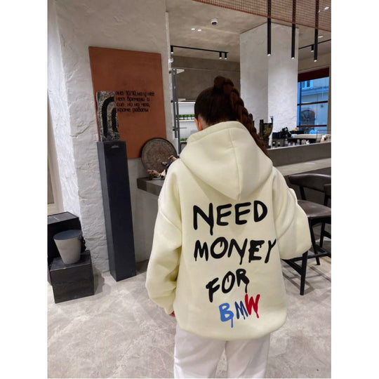 Damen Oversized Hoodie mit stylischem Schriftzug R&B
