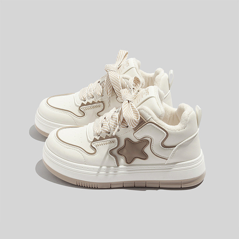 Damen Sportliche Winter Sneakers mit warmem Futter und verspieltem Sternenmotiv