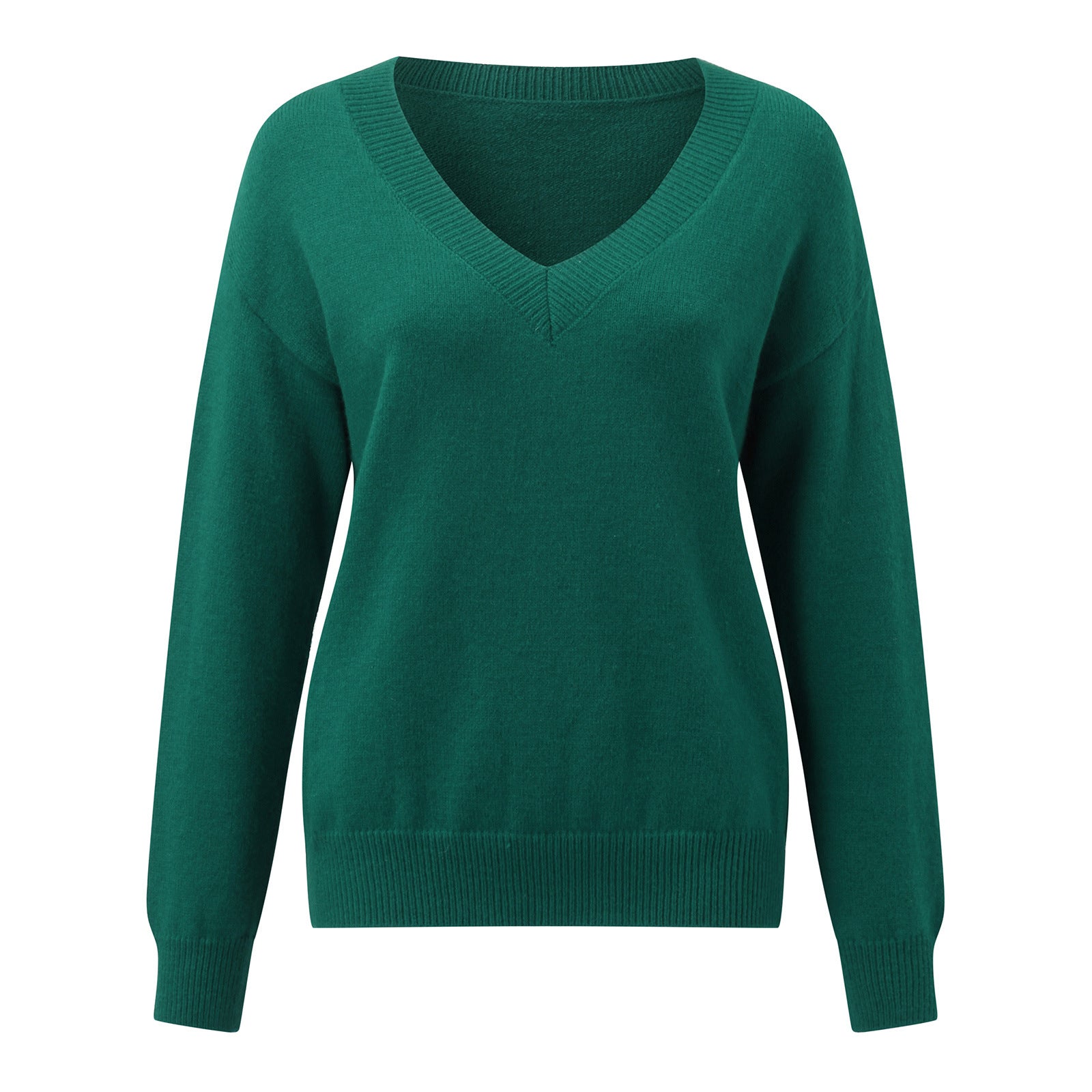 Damen eleganter V-Ausschnitt Pullover aus weichem Material mit überschnittenen Schultern