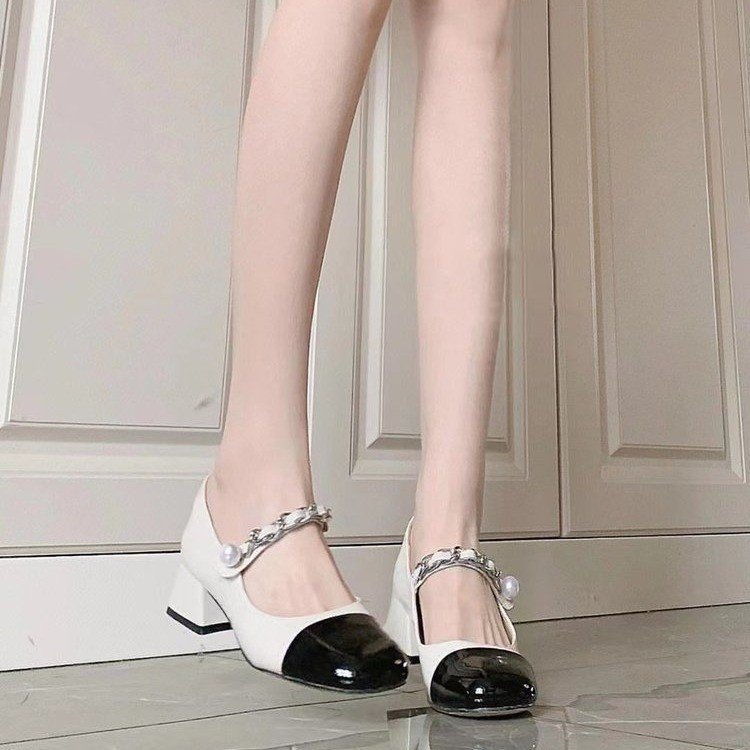 Damen Schicke Ballerinas mit dekorativem Riemen und komfortablem Blockabsatz R&B