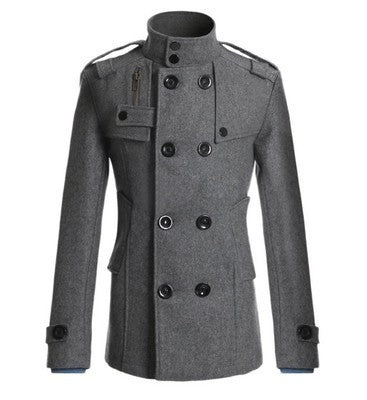 Herren modischer Doppelreihiger Mantel mit praktischen Taschen und elegantem Kragen R&B