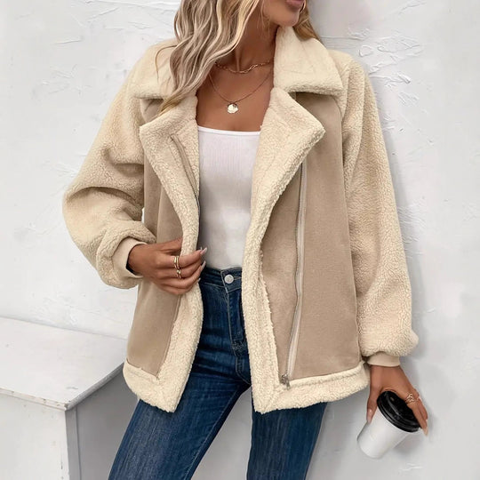 Damen Jacke aus kuscheligem Fleece mit Reißverschluss und oversized Schnitt R&B