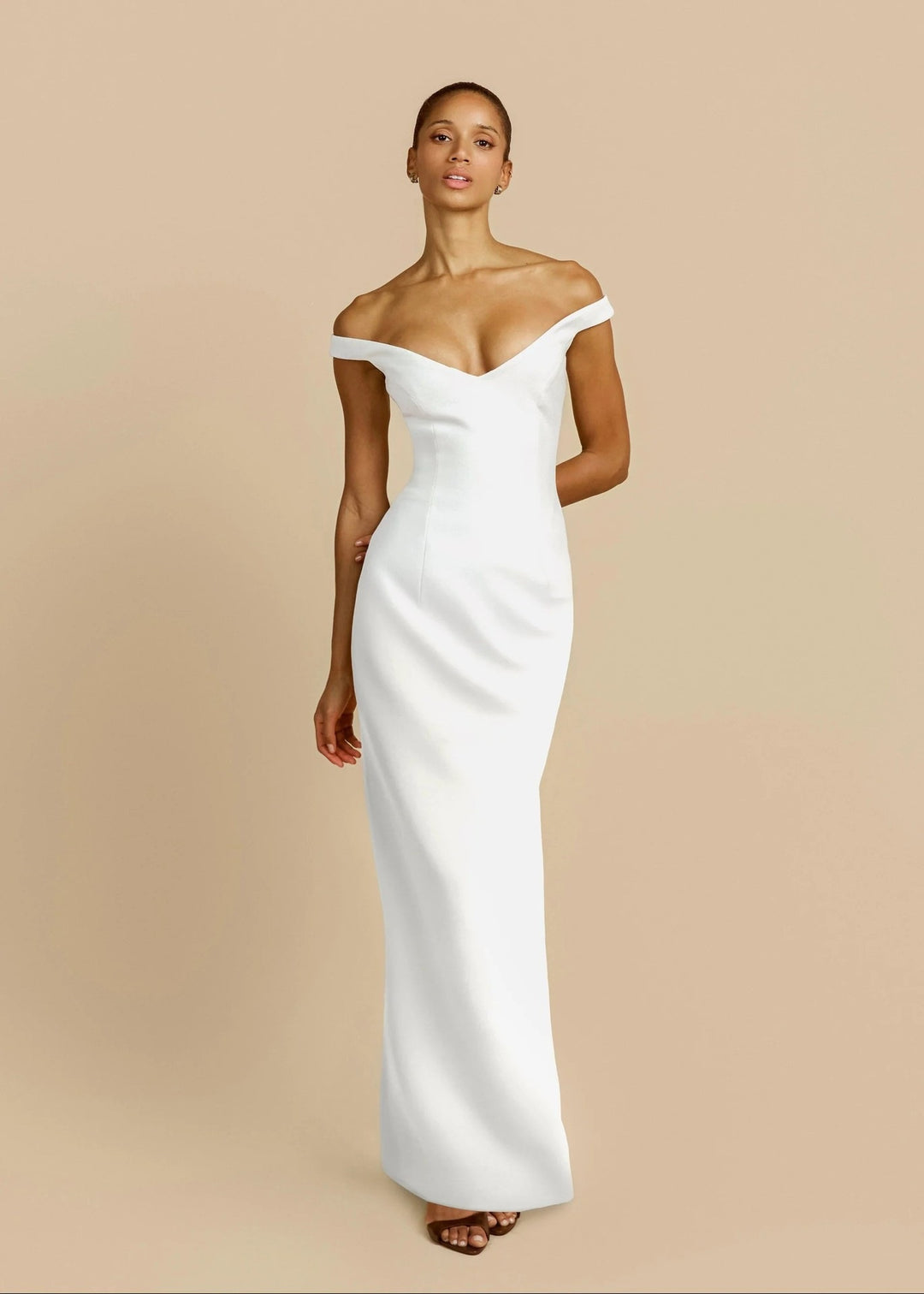 Damen Schlichtes Off-Shoulder-Maxikleid R&B