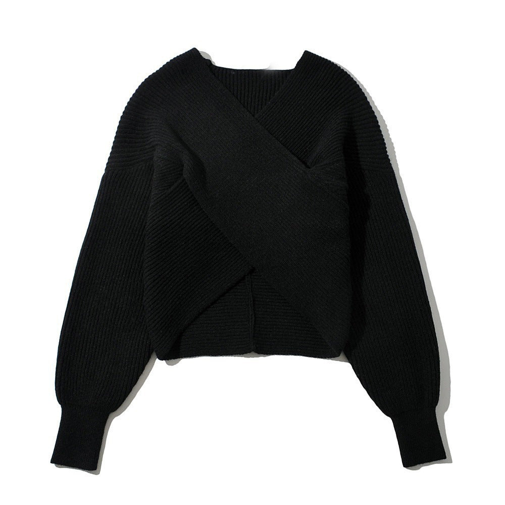 Damen Wickelpullover aus feinem Strickmaterial mit modernem Schnitt R&B