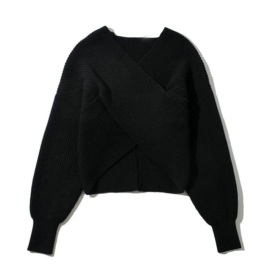 Damen Wickelpullover aus feinem Strickmaterial mit modernem Schnitt R&B