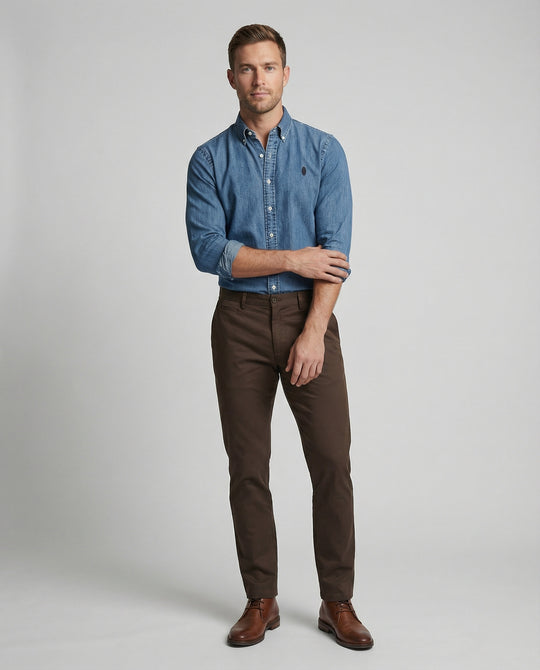 Herren Chambrayhemd Kentkragen modern