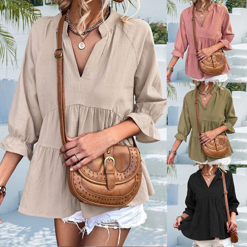 Damen luftige Bluse mit vorteilhaftem Schnitt und Rüschendetails R&B