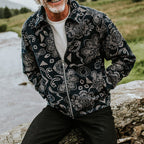 Herren Zip-Jacke mit floralem Design und praktischen Taschen