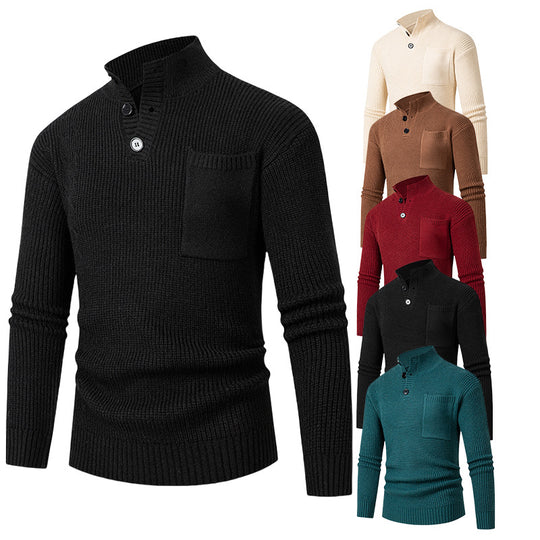 Herren Hochwertiger Pullover mit Modalmuster und Brusttasche R&B